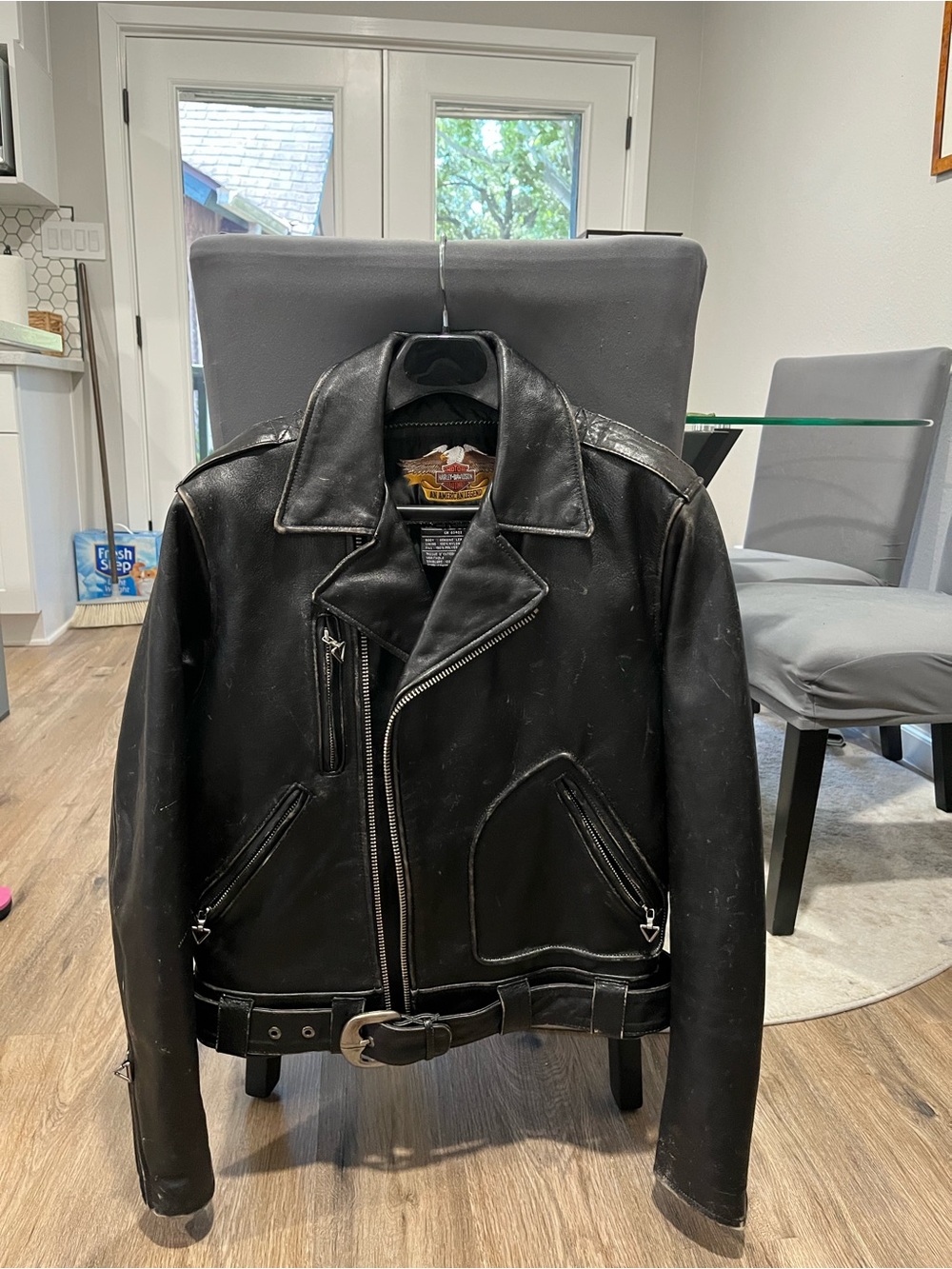 Harley-Davidson Black Leather Motorcycle Jacket - Distressed Style